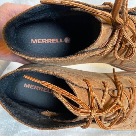 Merrell Men\'s 10.5 Brown Leather Lace Up Ankle Booties Shoes Downtown Chukka